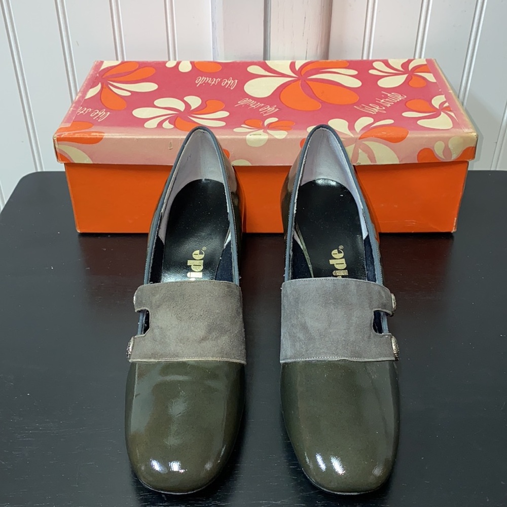 60s Vintage Buster Brown Green Mod Shoes 7